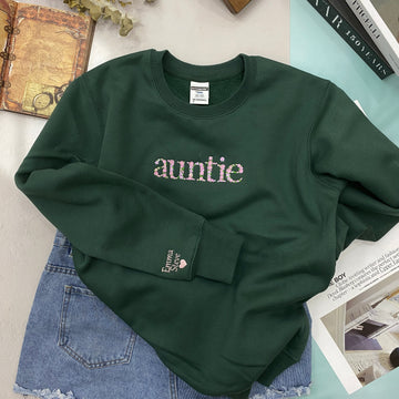 auntie floral embroidered apparel gift for aunt