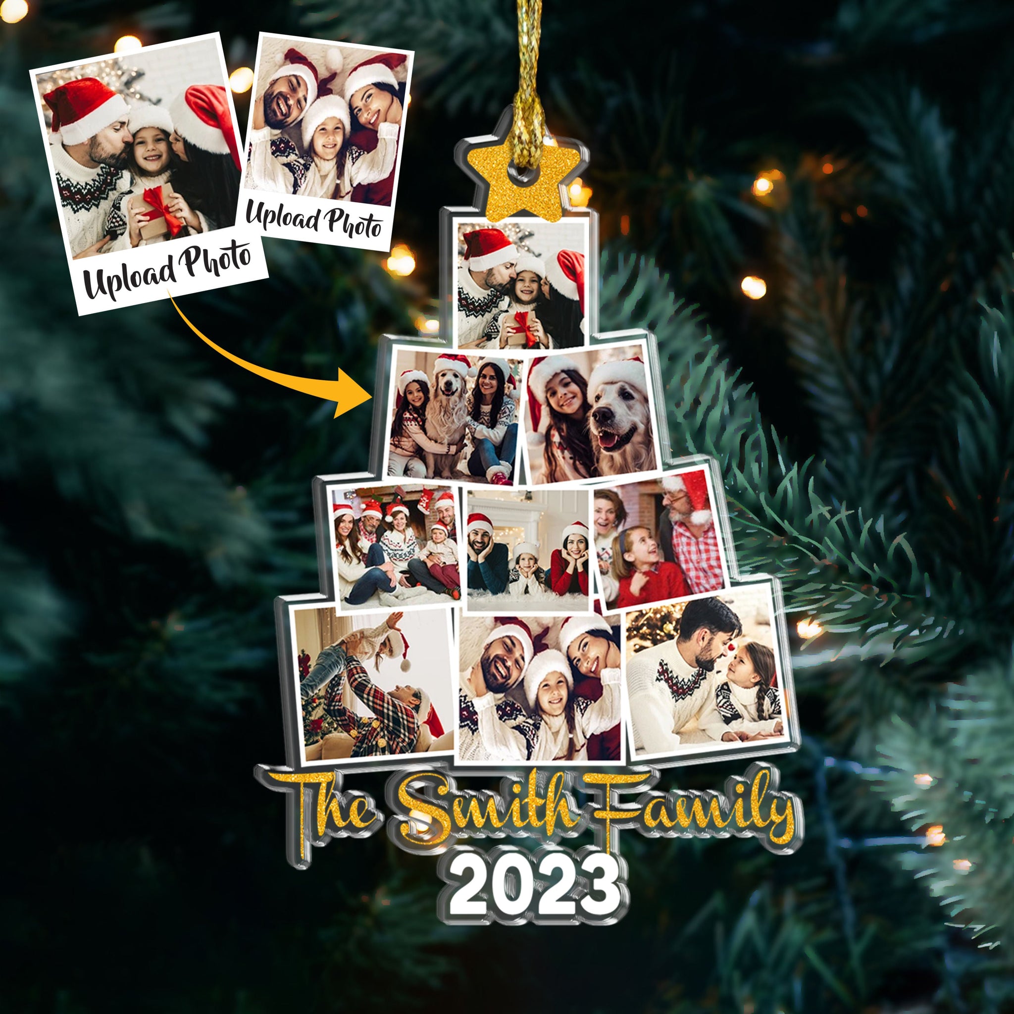 Photo Ornament - Photo upload Family - Christmas Gift - Photo Family Tree Christmas - Custom Photo Ornament - Trendy Xmas 2024