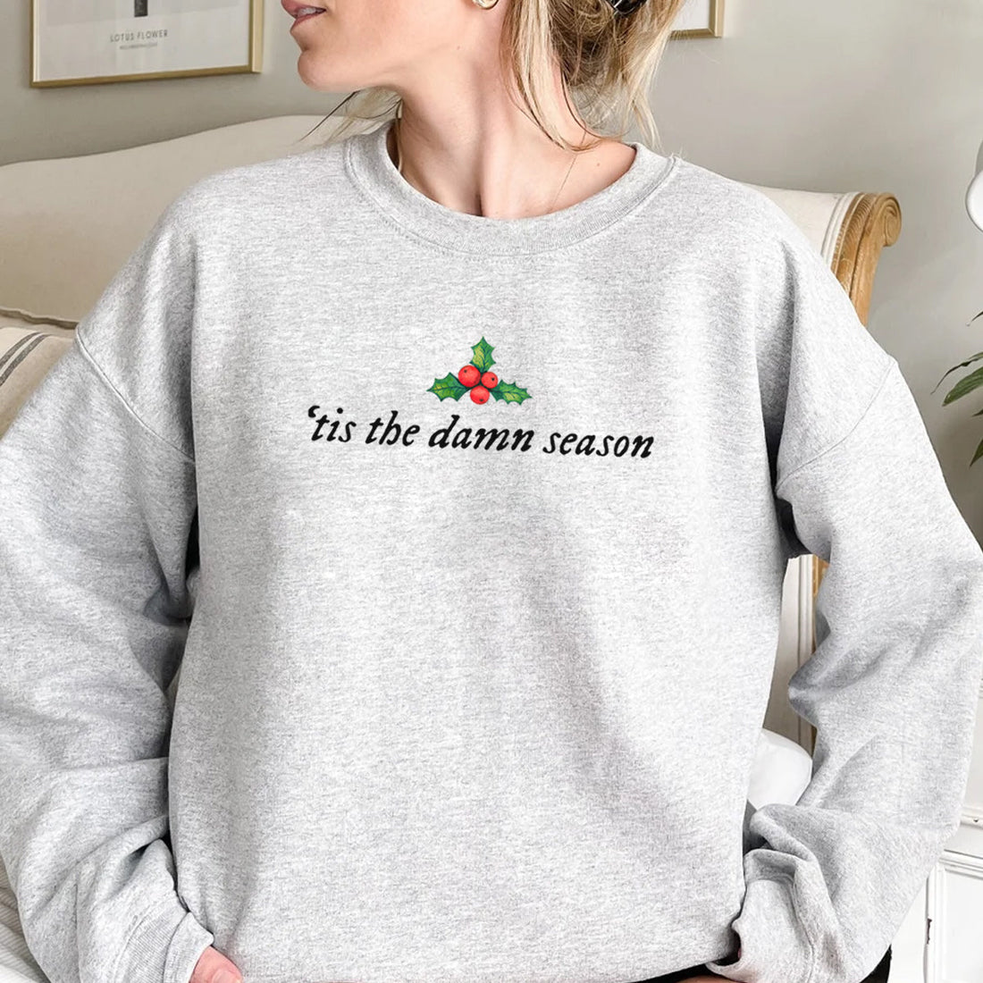 holly leaves christmas sweatshirt hoodie t shirt