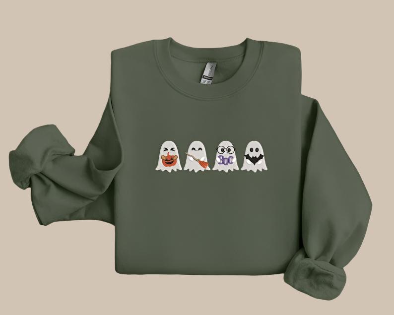 Best Seller Halloween Cute Ghost Embroidered Sweatshirt