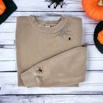 Embroidered spiderweb sweatshirt, Spiderweb sweatshirt, Halloween sweatshirt, Halloween, Embroidered Spiderweb, Spooky Season, Spiderweb,