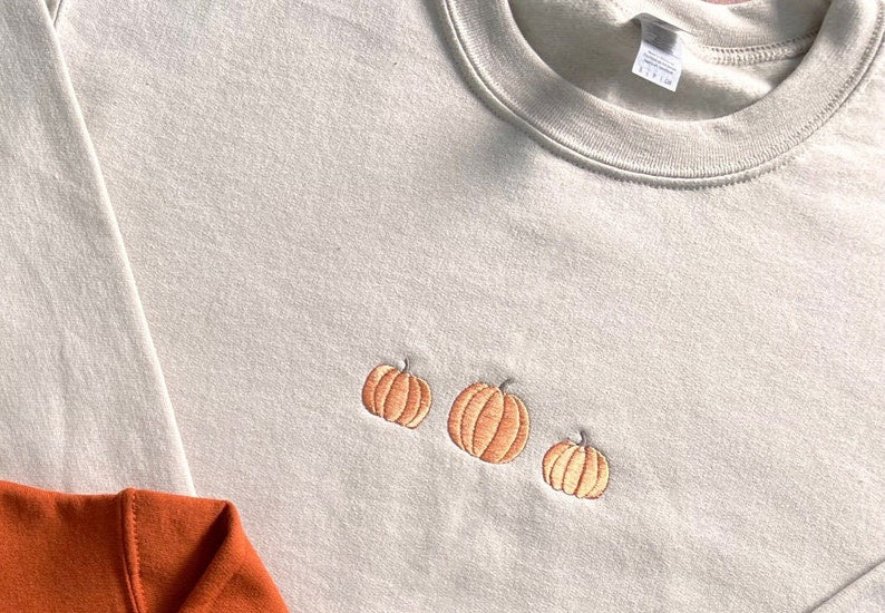 Embroidered Pumpkin Sweatshirt - Halloween Sweatshirt - Embroidered Crewneck - Halloween Embroidery - Fall Sweatshirt - Pumkin Sweatshirt