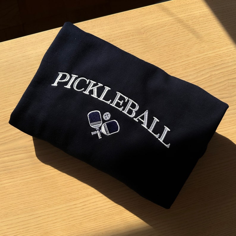 Pickleball Sweatshirt Embroidered, pickleballer gift, pickle ball lover, custom pickleball team crewneck, matching club sweatshirts