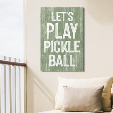 Lets Play Pickleball Canvas, Fun Gift for Pickleball Enthusiast, Faux Wood Pickleball Canvas, Pickleball Wall Decor, Seagrass Green