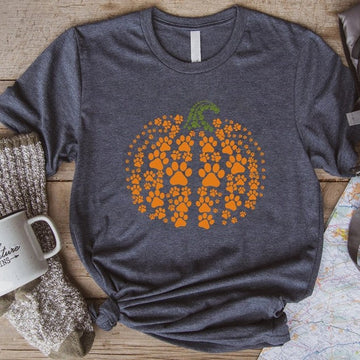 Paw pumpkin T-shirt, paw print shirt, pumpkin dog shirt, dog halloween shirt,retro pumpkin, Halloween Shirt, Halloween Sweatshirt,Thanksgiving