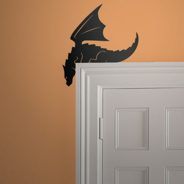 Cute Dragon Door Frame Topper Metal | Door Frame Corner Sign | Metal Wall Art | Children's Room Decor