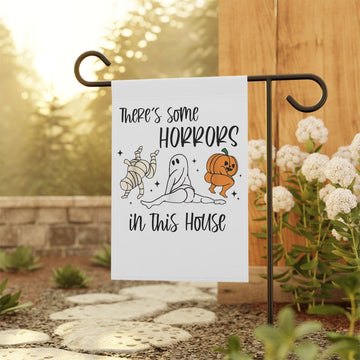 Funny Halloween Flag, Halloween Garden Flag, There's Some Horrors In This House Banner, House Flag, Halloween Outdoor Flag for Halloween