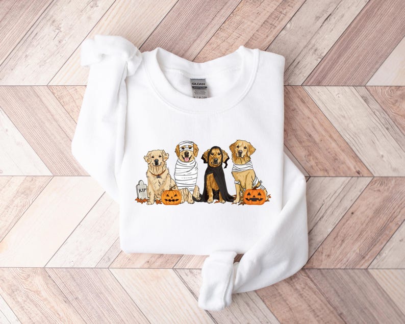 Halloween Dog Sweatshirt, Golden Retriever Ghost Dogs sweatshirt, Halloween Sweatshirt, Halloween Sweater, Ghost Sweatshirt, Ghost Dog Shirt