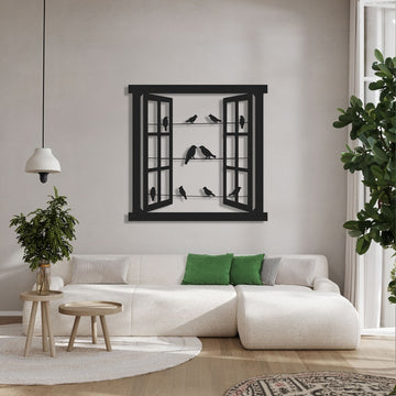 Window and Birds, Metal Wall Art, Modern Wall Decor for Living Room, Home Decor, Fireplace Decor, Unique Large Wall Decor, Housewarming Gift