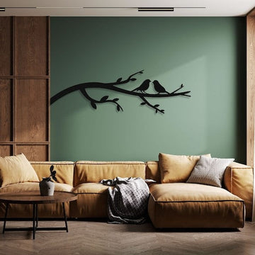 Birds on Branch Metal Wall Art, Branch Wall Art, Gift for Nature Lover, Above Bed Decor, Metal Birds Wall Art, Living Room Wall Art