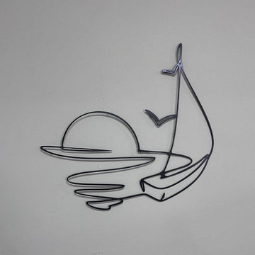 Sun and Sail Metal Wall Decor, Sun Metal Wall Art, Sea Lover Gift, Nautical Wall Decor, Sea Life Line Wall Art, Sailing Boat Metal Wall Art