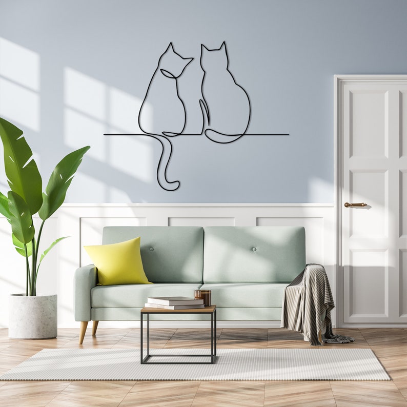 Back Side Two Cat Wall Art, Cat Wall Art Minimalist Line Art, Animal Wall Art, Metal Wall Decor, Metal Wall Art, Wall Hangings