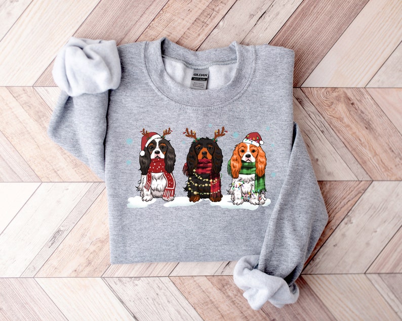 Cavalier King Charles Spaniel Christmas Sweatshirt, Christmas Dog Shirt, King Charles Spaniel Shirt, Dog Mom sweater, Dog Lover Sweatshirt