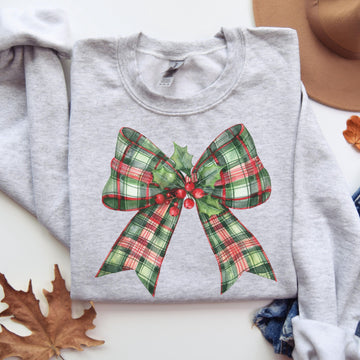 Coquette Christmas Sweatshirt, Christmas Bow Sweater, Holiday Crewneck, Cute Winter Sweatshirt, Women's Holiday Party Shirt, Retro Christmas