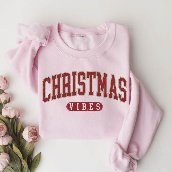 Retro Christmas Vibes Sweatshirt, Womens Christmas Sweatshirt, Holiday Sweater, Cute Christmas Sweatshirt, Christmas Gift, Winter Shirt