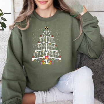 Radiology Christmas Sweatshirt, Skeleton Christmas Tree Shirt, Xray Tech Sweatshirt, Radiologist Gift, RAD Tech Gift, Skeleton Christmas Tee