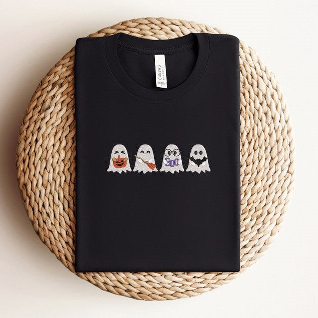 Embroidered Cute Ghost Sweatshirt, Embroidered Halloween Shirt, Halloween Ghost Sweatshirt, Cute Halloween Shirt, Halloween Cute Ghost Shirt