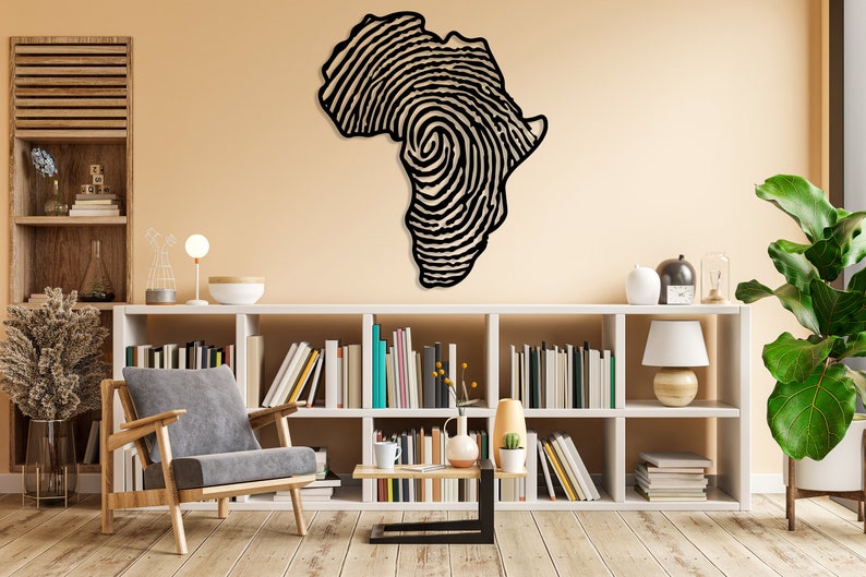 Africa Metal Wall Art, Fingerprint Metal Wall Map, African Wall Decor, Housewarming Gift, Living Room Decor, Above Bed Decor, Wall Hanging