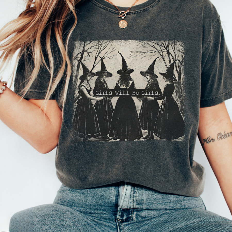 Vintage Girls Will Be Girls Witch Shirt, Funny Witch Vintage Shirt, Vintage Halloween Women Shirt, Witchy Vibes Shirt