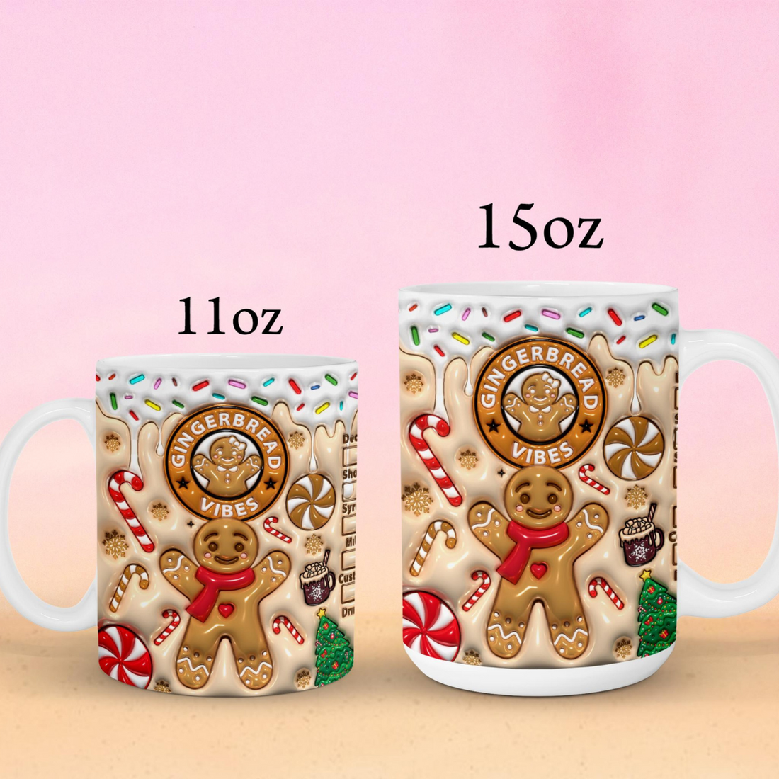 Gingerbread Vibes, 3D Inflated Effect Printed Mug, Christmas Gift For Family