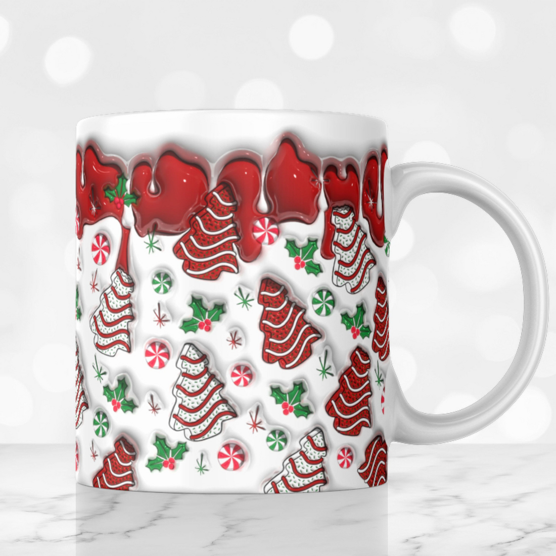 Christmas Tree Cakes 3D Inflated Effect Printed Mug Christmas Gift