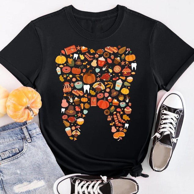 Dental Tooth Shirt, Fall Shirt for Dentist, Dental Hygienist Shirt, Thanksgiving Shirt, Dentist Shirt, Dental Assistant Shirts