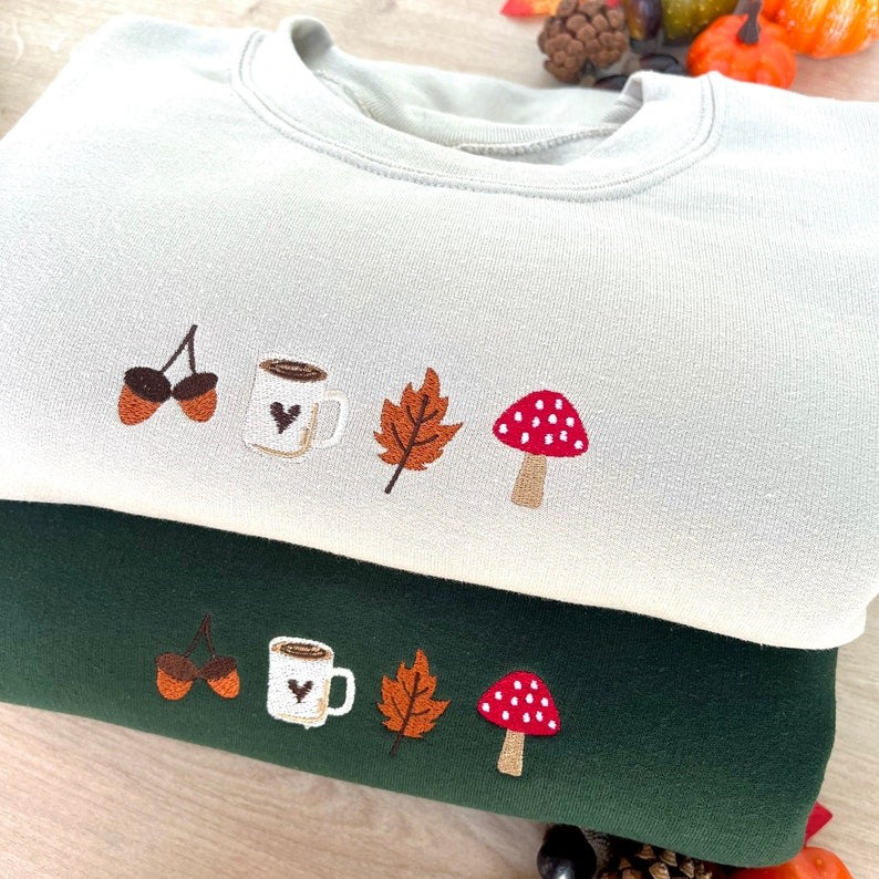 Cozy Autumn Embroidered Sweatshirt