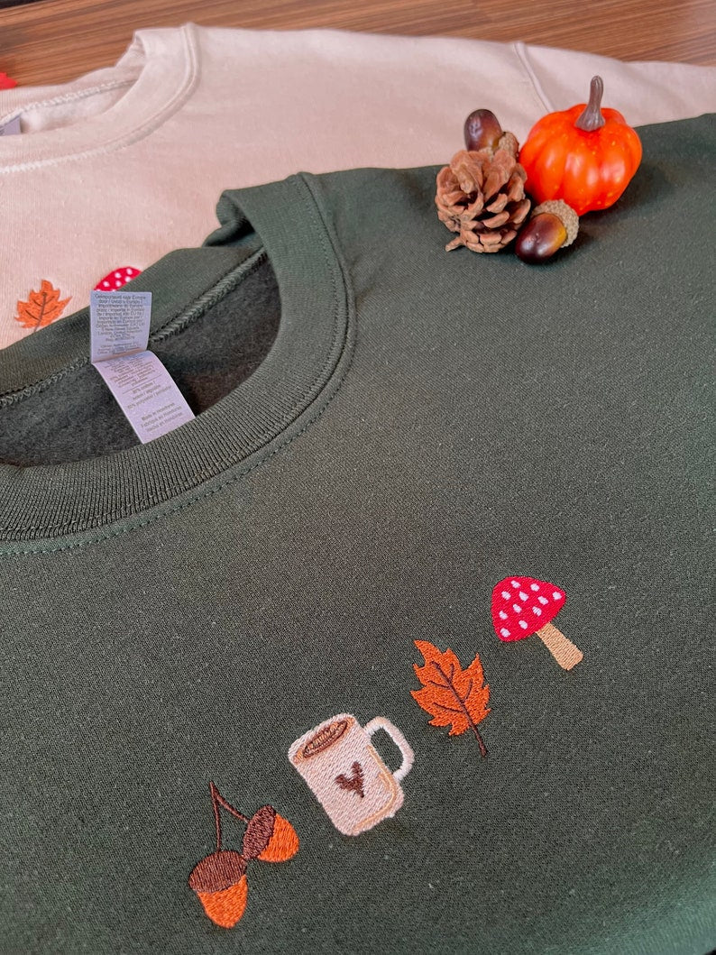 Cozy Autumn Embroidered Sweatshirt