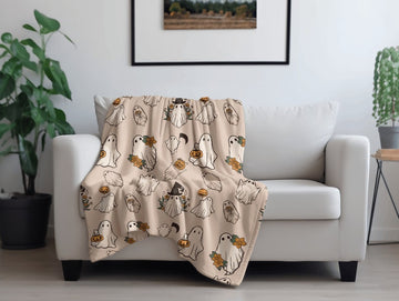 Halloween Ghost Blanket for Fall Decor, Cute Ghosts Throw Blanket, Fall Vibes