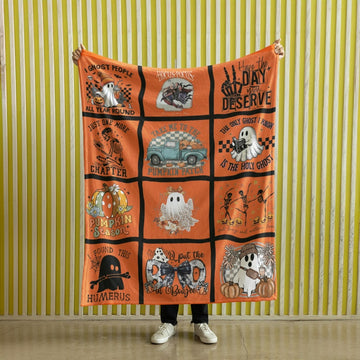 vintage halloween blanket spooky season throw halloween watching movie blanket retro pumpkin blanket cute ghost groovy skeleton blanket