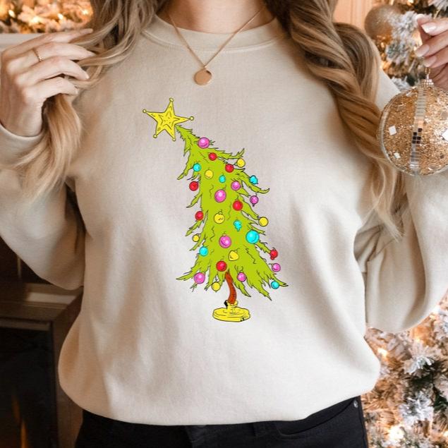 Whimsical Christmas Tree Shirt, Christmas Tree Sweatshirt, Whimsical Tree, Trendy Christmas Tree Sweatshirt, Christmas Lights Tree