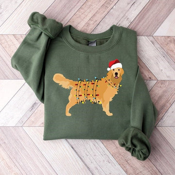 Christmas Golden Retriever Shirt, Happy New Year Dog Tshirt, Christmas Lights Tee, Christmas Dog Tee, Golden Mom Tshirt, Gift for Dog Lover