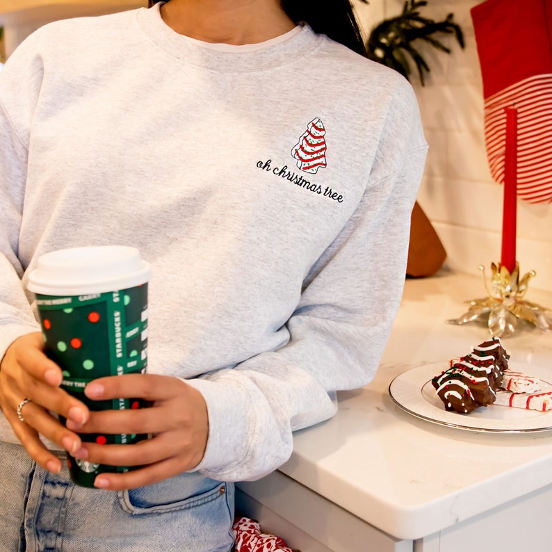 Oh Christmas Tree Little Debbie Embroidered Sweatshirt | Nostalgic Christmas Crewneck | Festive Holiday Top