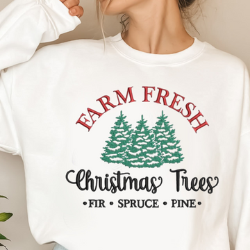 farm fresh christmas trees embroidery sweartshirt funny christmas shirt christmas shirts for women farm fresh t shirt holiday shirt farm fresh t shirt