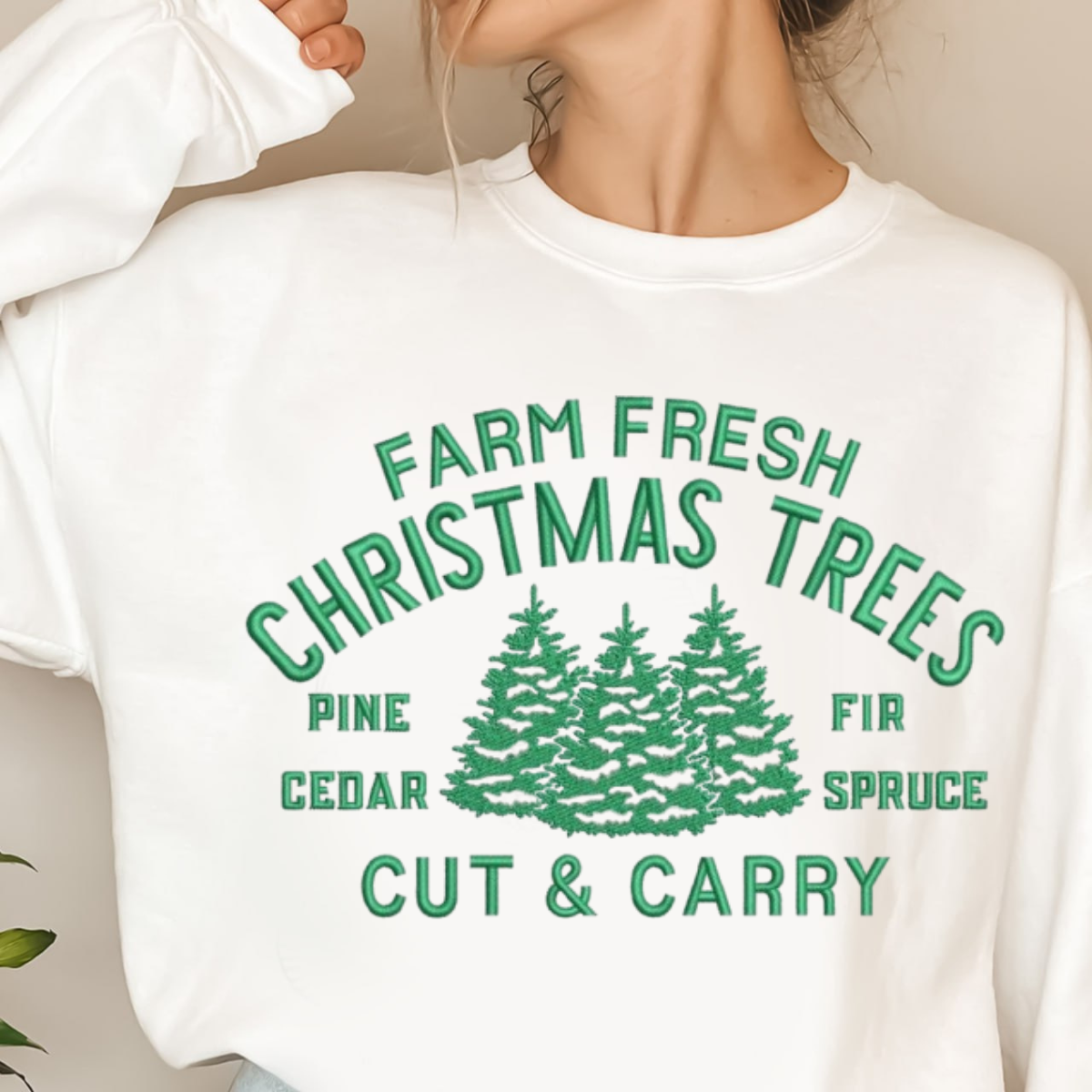 christmas tree pine cedar fir spruce embroidery sweatshirt funny christmas shirt christmas shirts for women farm fresh t shirt holiday shirt farm fresh t shirt