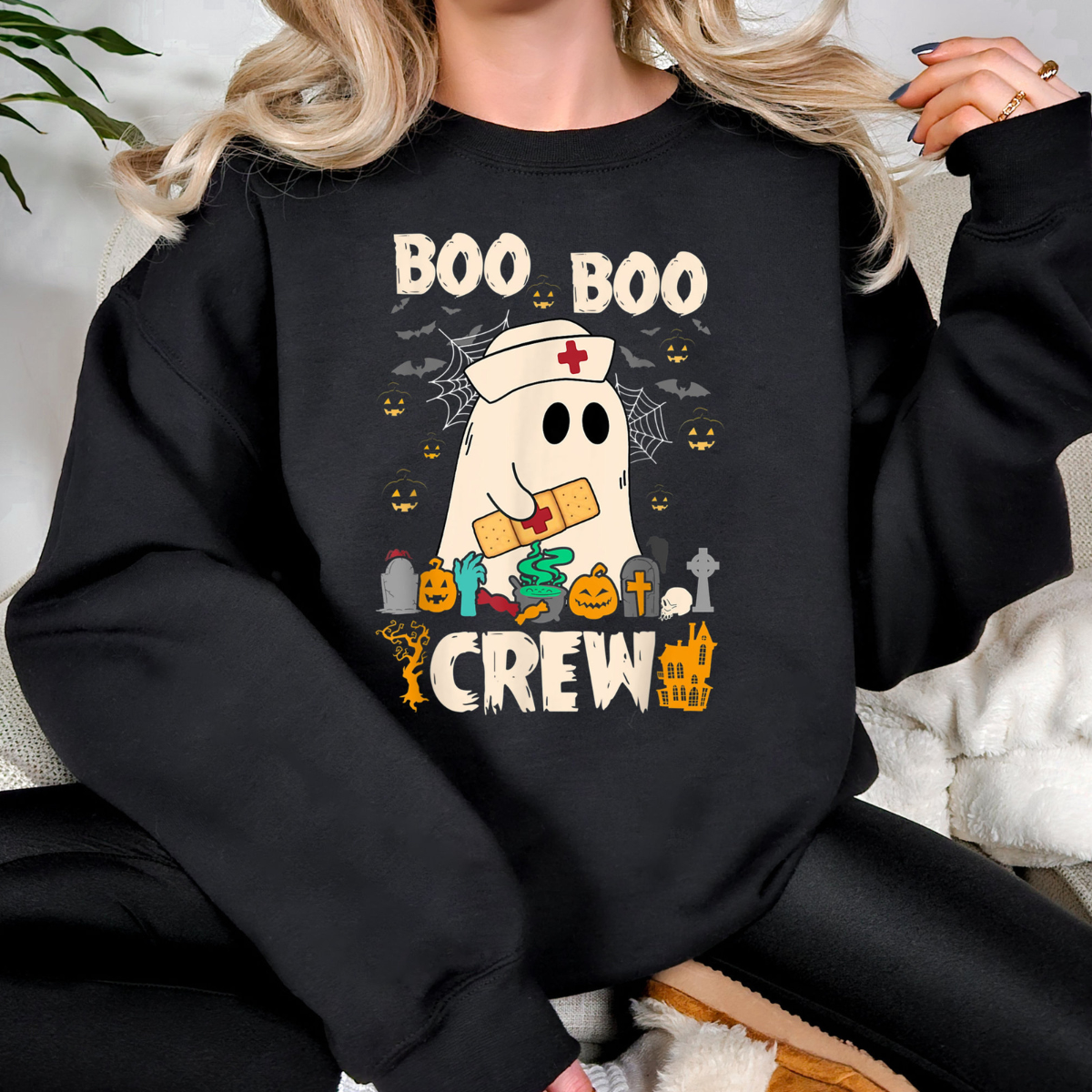 Boo Boo Crew Sweatshirt, Nurse Halloween Hoodie, Retro Halloween Nurse, Spooky Nurse, Ghost Nurse Halloween Sweatshirt, Boo Nurse Sweater