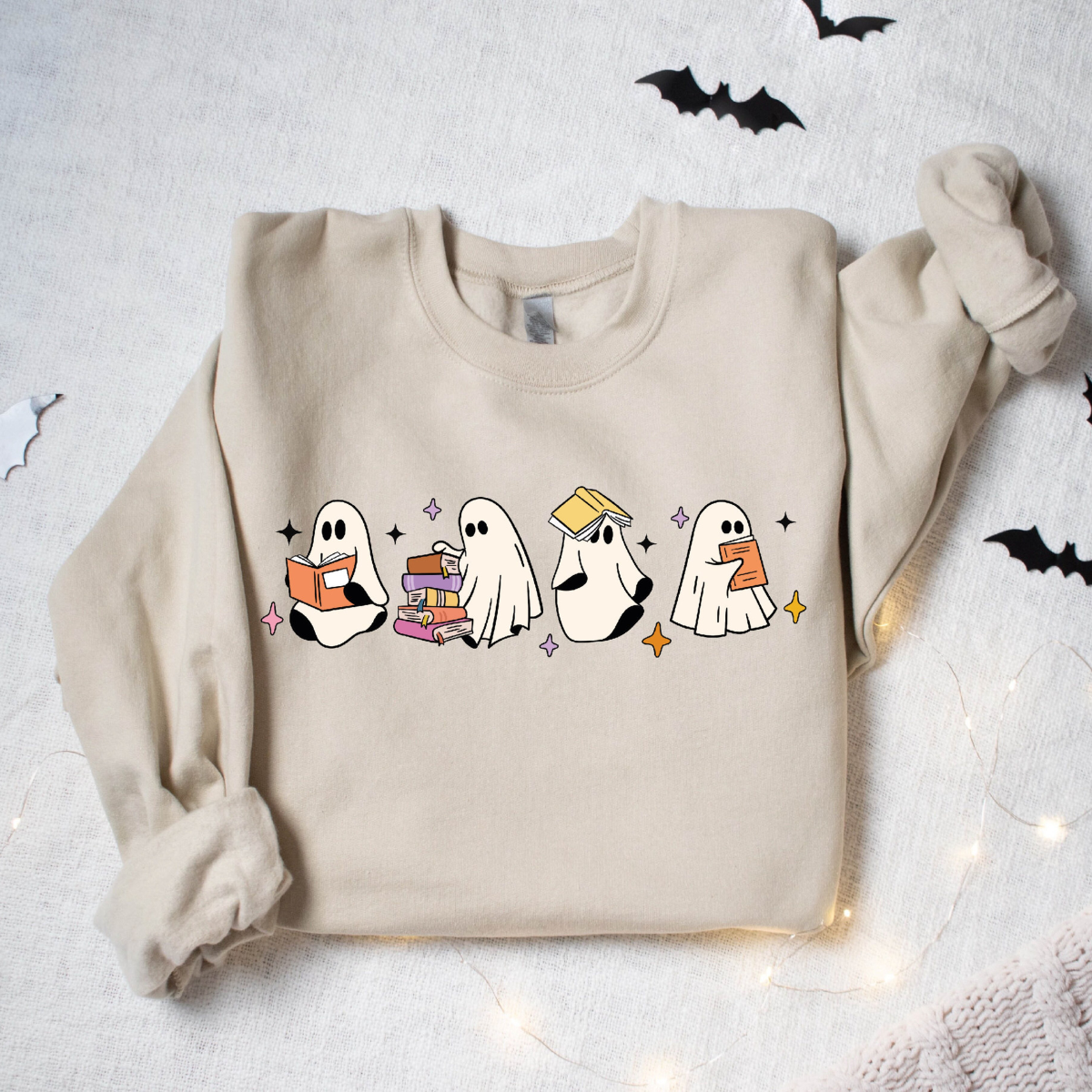 Womens Ghost Reading Books Sweatshirt, Books Lover Halloween Gift, Cute Little Ghost Shirt, Spooky Season, Bookish Ghost, Ghost Coffee Shirt