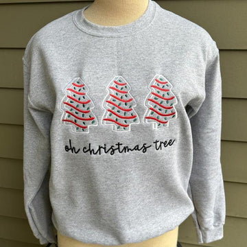 Oh Christmas Tree Embroidered Sweatshirt - Embroidered Christmas Sweatshirt - Crewneck Sweatshirt