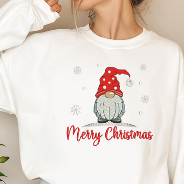 merry christmas gnome embroidery sweatshirt christmas gifts christmas crew shirt , christmas tshirt family christmas tees