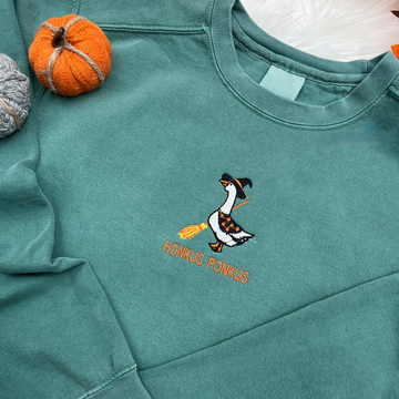 embroidered goose witch sweatshirt honkus ponkus embroidered halloween goose shirt embroidered goose sweatshirt goose