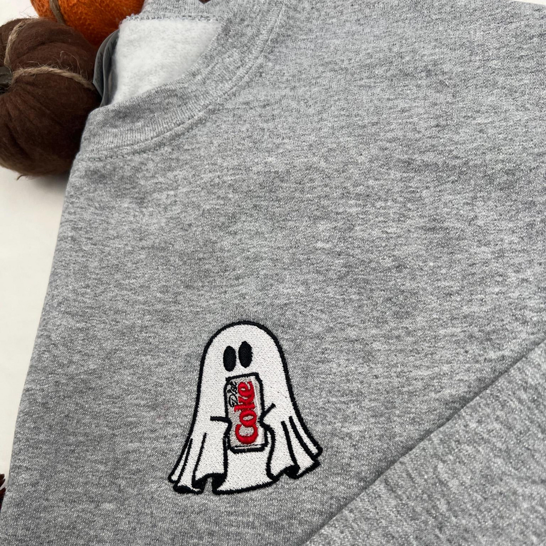 Embroidered Ghost Soda Sweatshirt, Embroidered Ghost, Fall Sweatshirt, Cute Ghost Sweatshirt, Halloween Crewneck, Halloween Shirt