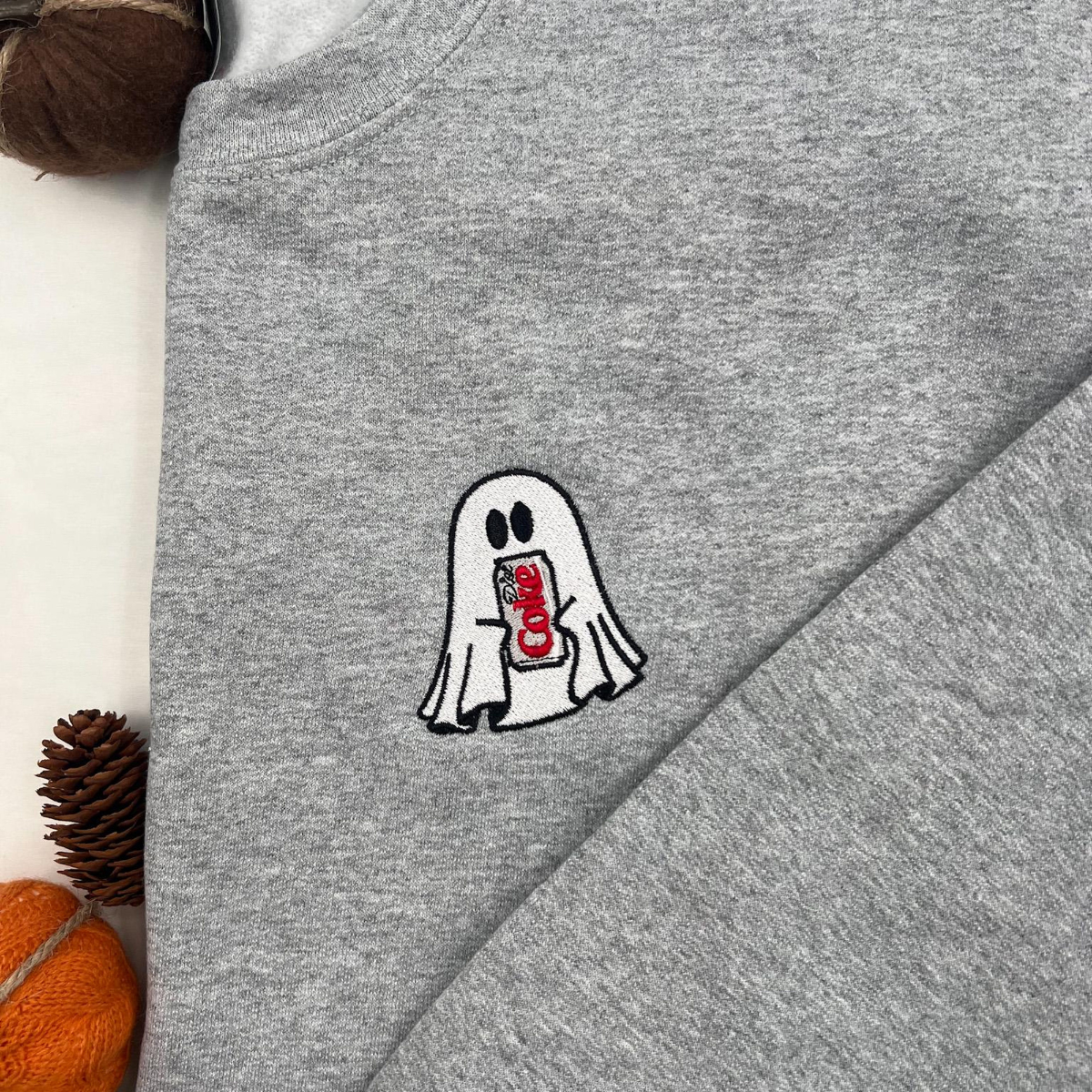 Embroidered Ghost Soda Sweatshirt, Embroidered Ghost, Fall Sweatshirt, Cute Ghost Sweatshirt, Halloween Crewneck, Halloween Shirt