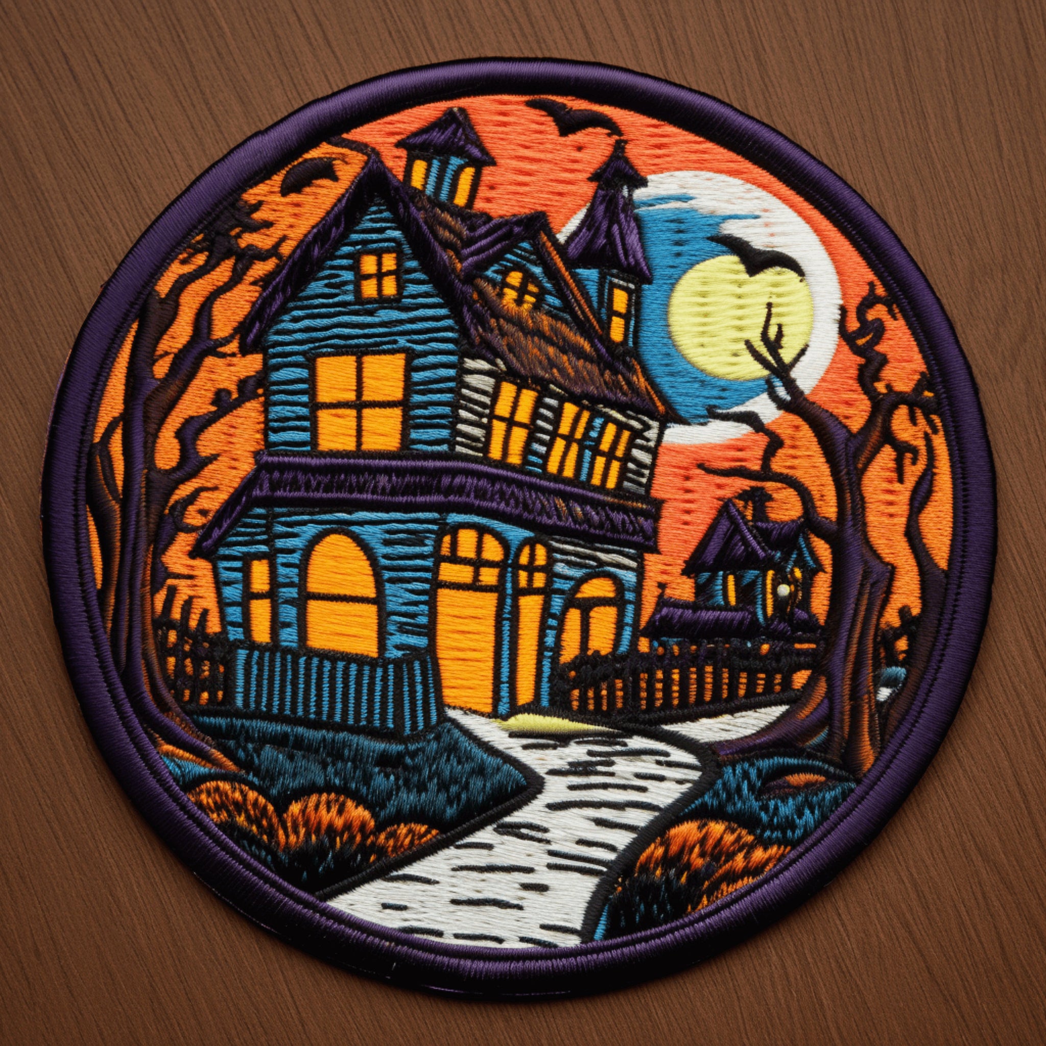 Haunted House Patch Embroidered for Backpack Clothing Jeans Jacket Vest, Halloween Costume, Spooky, Scary