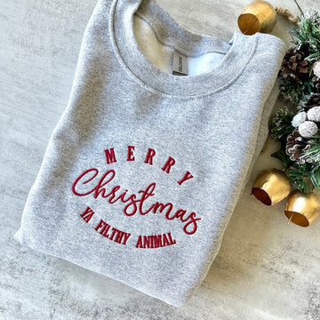 Merry Christmas Ya Filthy Animal Sweatshirt, Movie Quote Christmas Sweatshirt, Christmas Sweatshirt, Christmas Crewneck, Christmas