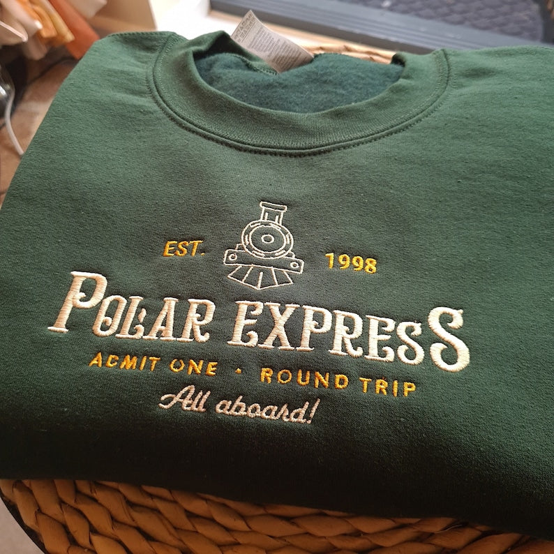 polar express christmas embroidered sweatshirt christmas embroidery sweatshirt polar express crewneck vintage christmas crewneck