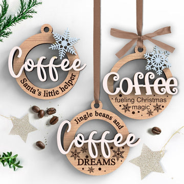 Set Of 3 Christmas Coffee Ornament | Coffee Lover Gift | Car charms bundle | Christmas tree ornament