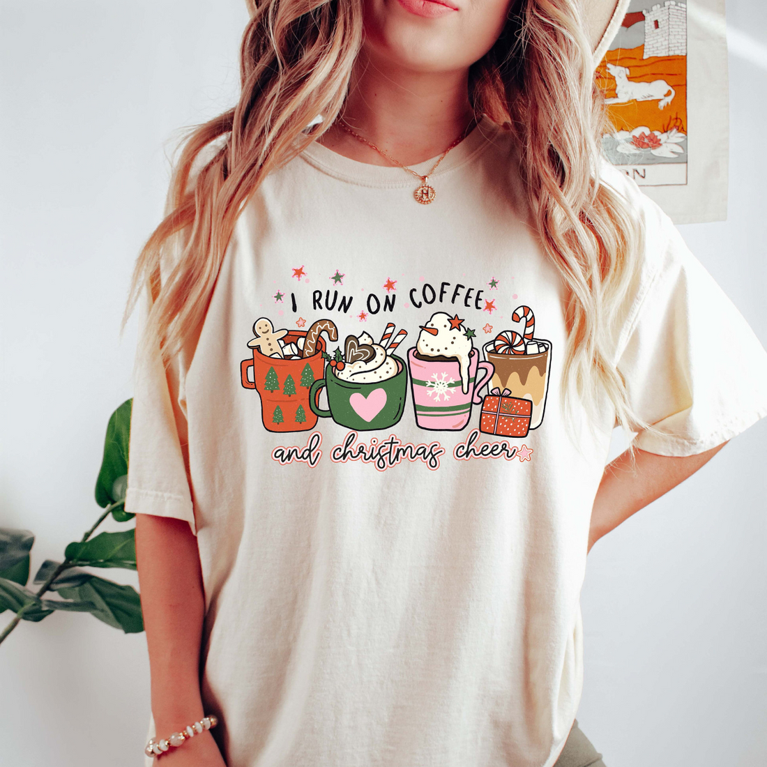 I Run On Coffee And Christmas Cheer Sweatshirt, Christmas Coffee Latte Cheer Drink Sweatshirt, Christmas Coffee Hoodie, Coffee Lover Gifts