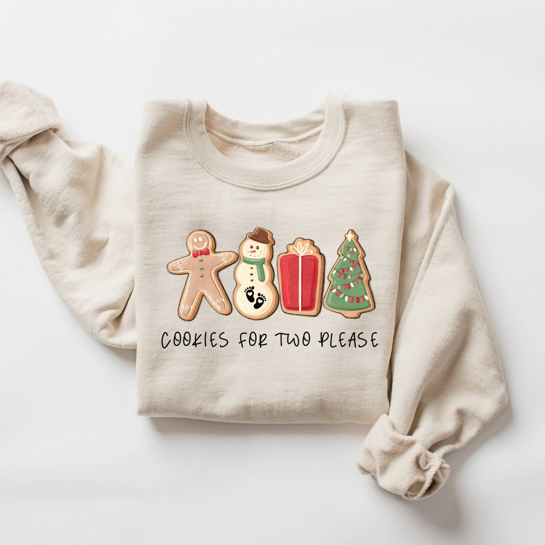 Christmas Cookies For Two Please Pregnancy Announcement Christmas Sweatshirt, Pregnancy Reveal Christmas Sweater, Maternity Christmas Shirt