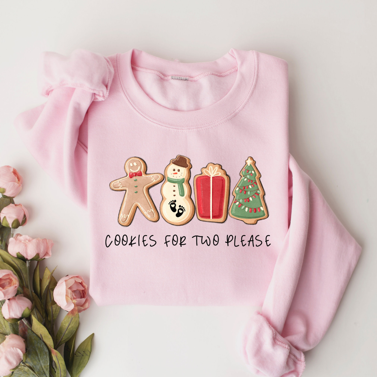 Christmas Cookies For Two Please Pregnancy Announcement Christmas Sweatshirt, Pregnancy Reveal Christmas Sweater, Maternity Christmas Shirt