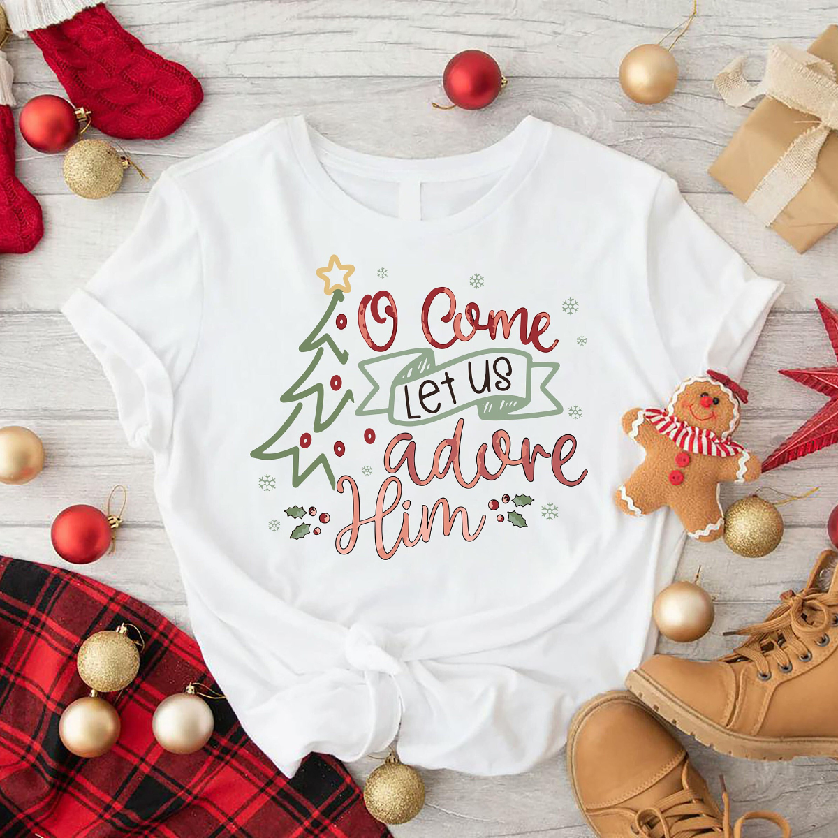 O Come Let Us Adore Him Christmas Shirt, Christmas Nativity Shirt, Religious Christmas Gifts, Christian Christmas, Jesus Shirt, Christian Gift, Gift For Women-Men